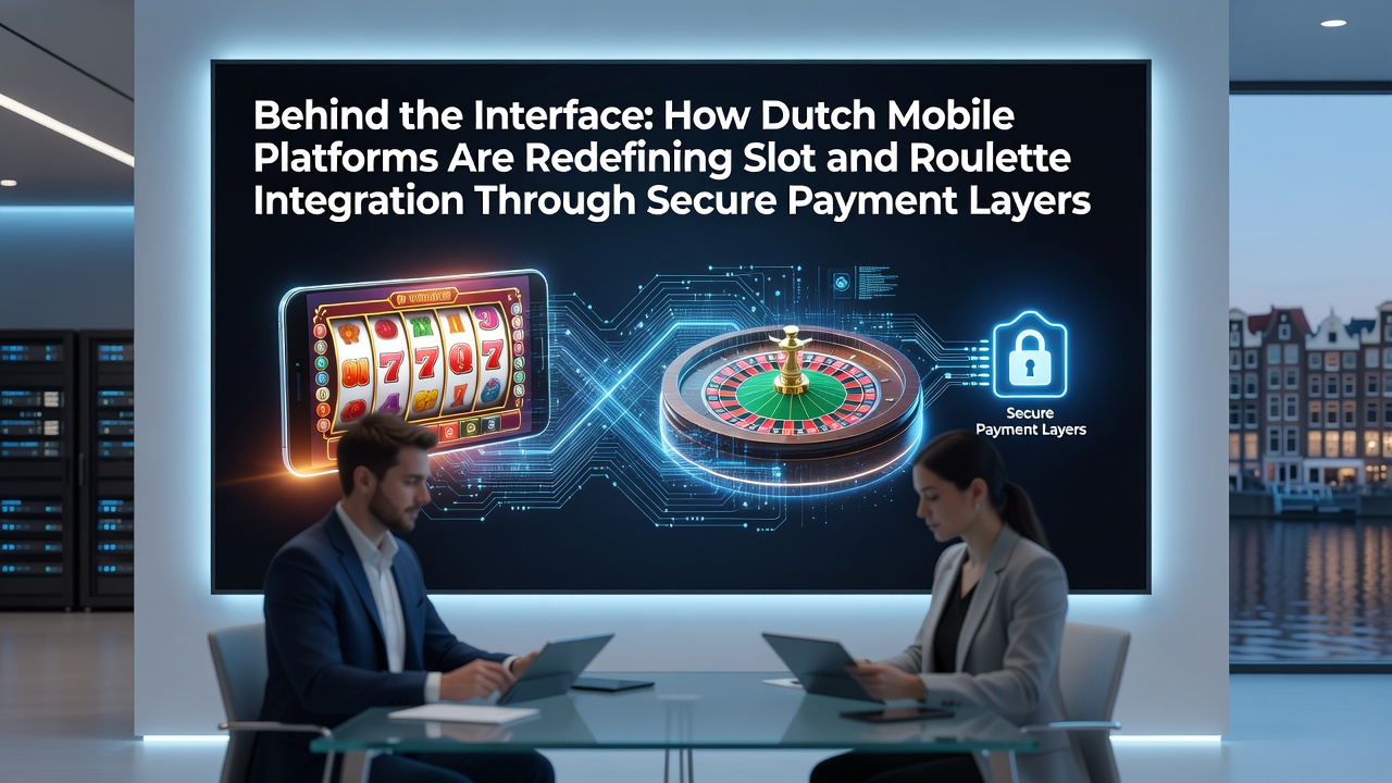 Mobiele interface van een Nederlandse casino app met geïntegreerde slot- en roulette spellen via beveiligde betalingslagen
