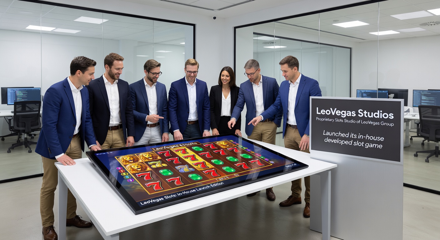 Interieur van een live casino studio met dealers aan tafels, kaarten en roulettes in actie onder felle lichten