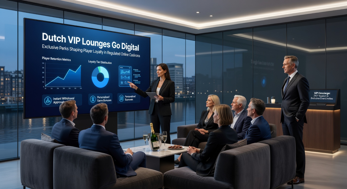 Voorbeeld van een high roller dashboard in een digitale VIP-lounge met cashback stats, persoonlijke manager chat en exclusieve event invites