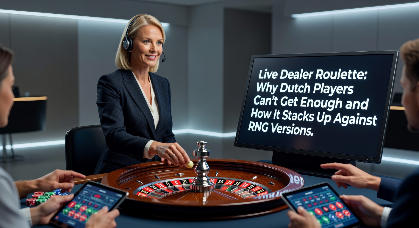 Live dealer roulette tafel met croupier en spelerskaarten in een online casino studio